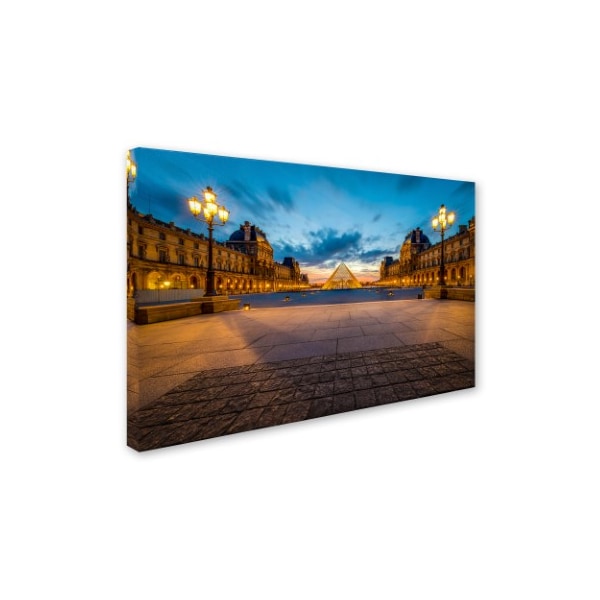 Mathieu Rivrin 'Blue Hour From The Louvre' Canvas Art,30x47